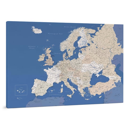 Europe-Push-Pin-Map-–-Blue-Detailed